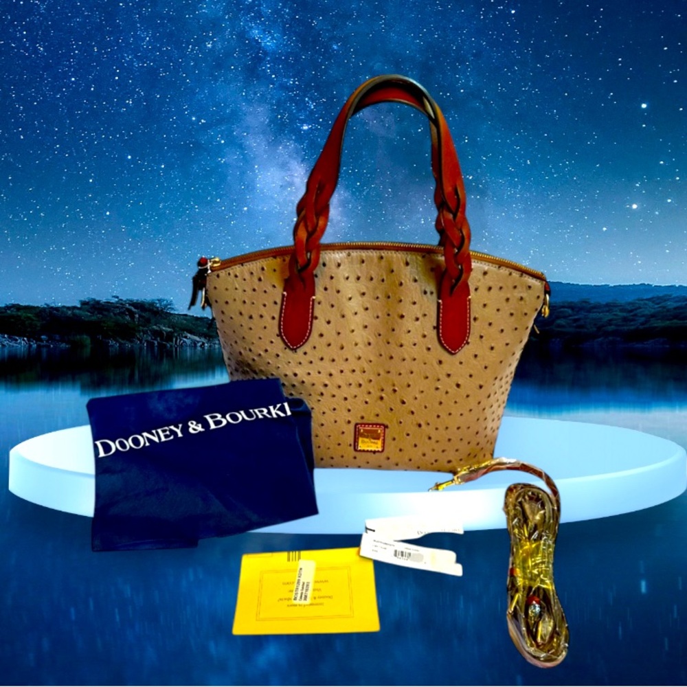 DOONEY & BOURKE| Ostrich Celeste Satchel| Light Taupe